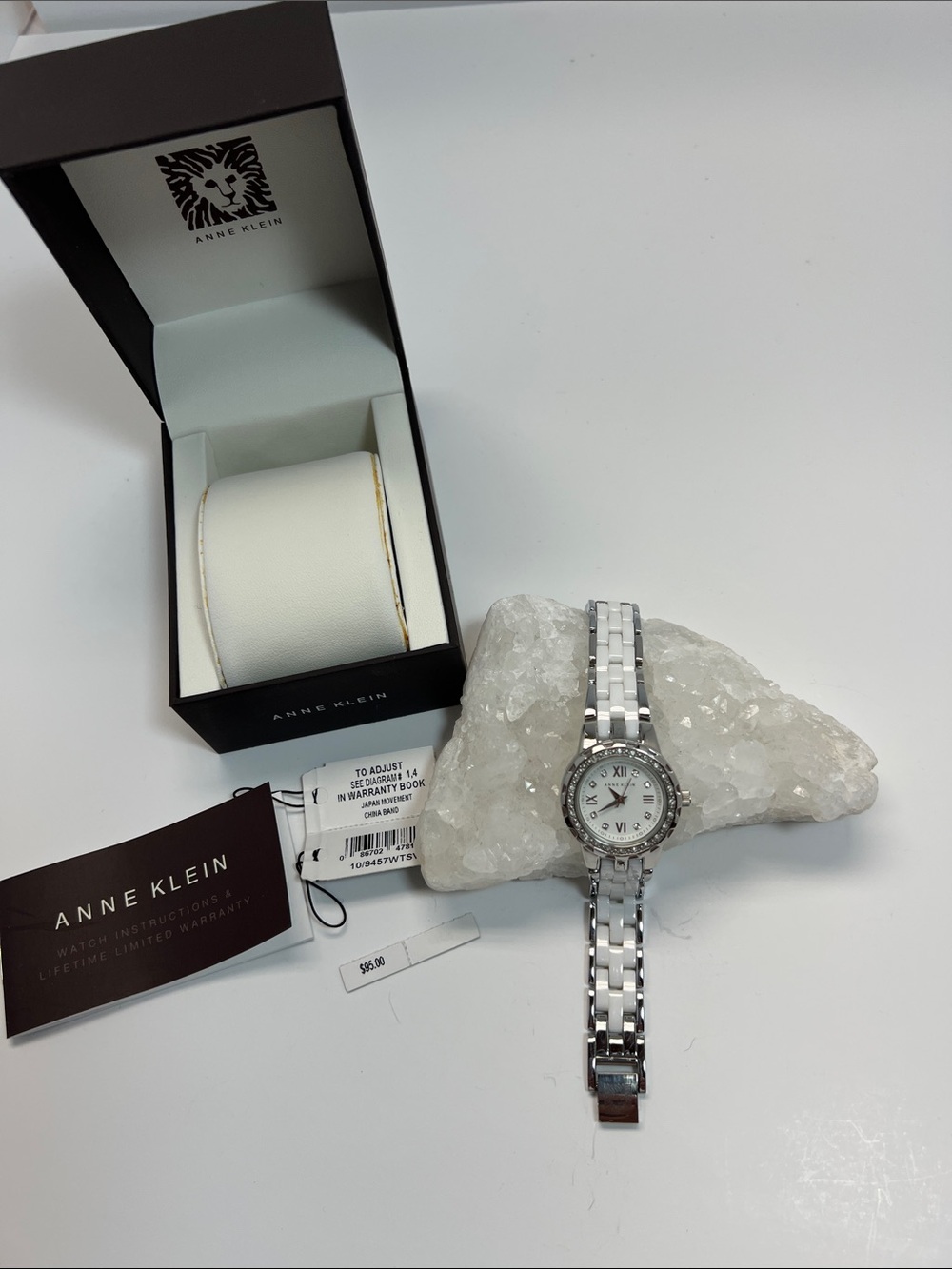 Anne Klein Silver and White Women's Bracelet Watch